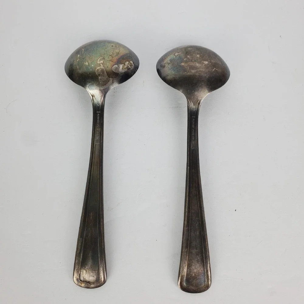 Set of 2 Vtg Albert Pick Co. Inc. Silver Plated Child's Spoon Engraved KOSHER